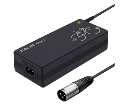 Akcesoria rowerowe Qoltec Ładowarka 36V/42V 2A, Wtyk XLR 3-pin 18 mm